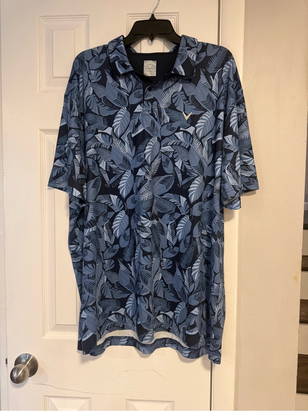 Callaway Opti-Dri Tropical Leaf Golf Polo Shirt Blue Men’s XXL